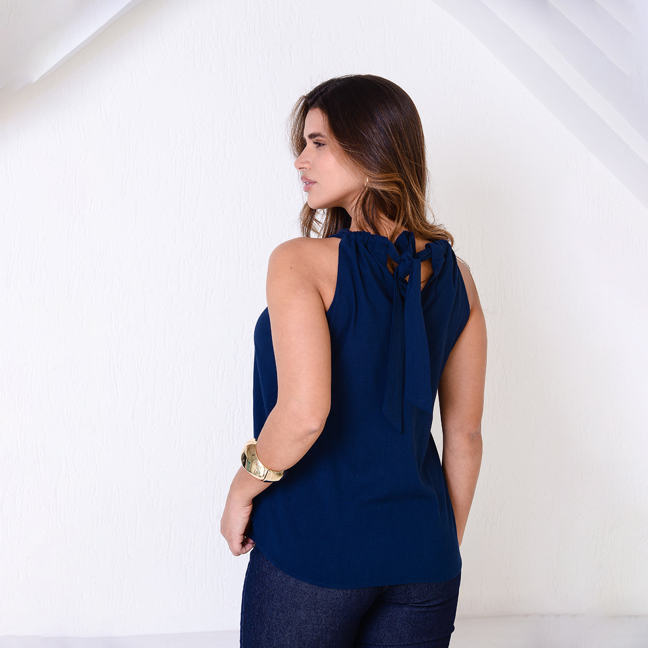 Blusa Cava Americana BBonnie Pietra Azul Marinho