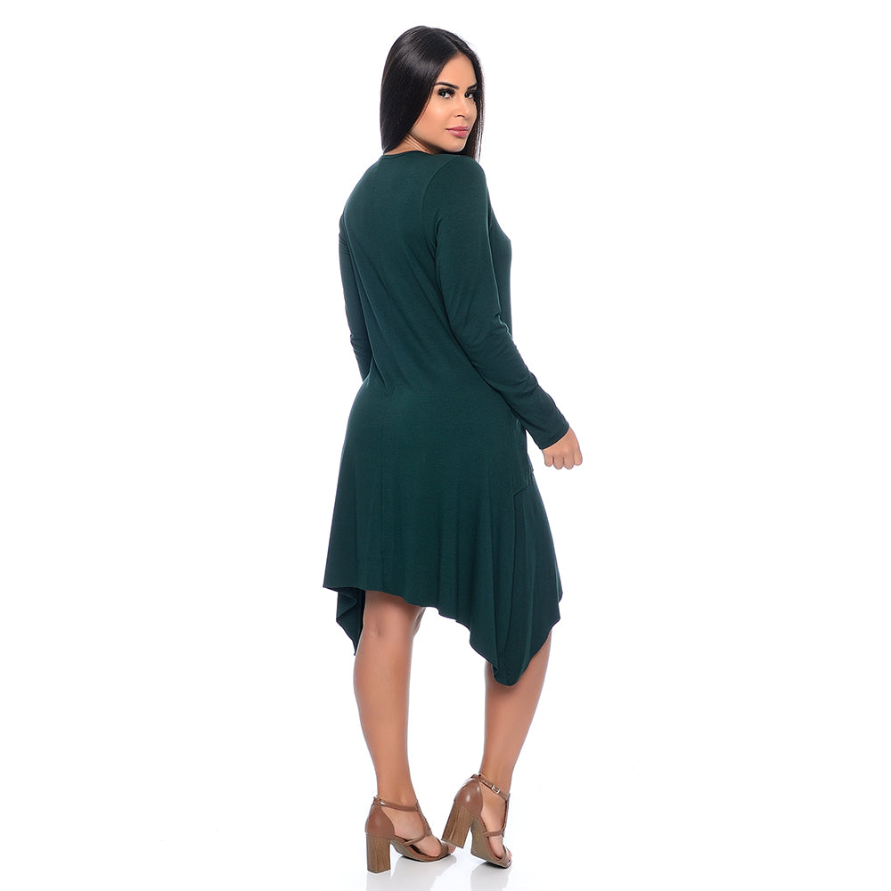 Vestido Midi Assimétrico M/L BBonnie Adelle Verde Musgo