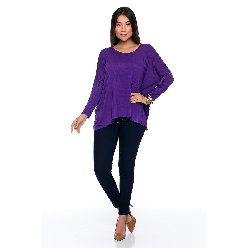Blusa Quadrada M/L Decote Canoa BBonnie Helô Roxo
