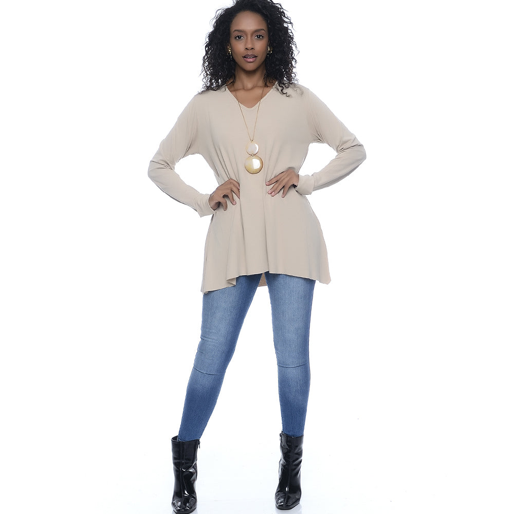 Blusa M/L Assimétrica BBonnie Ludy Bege