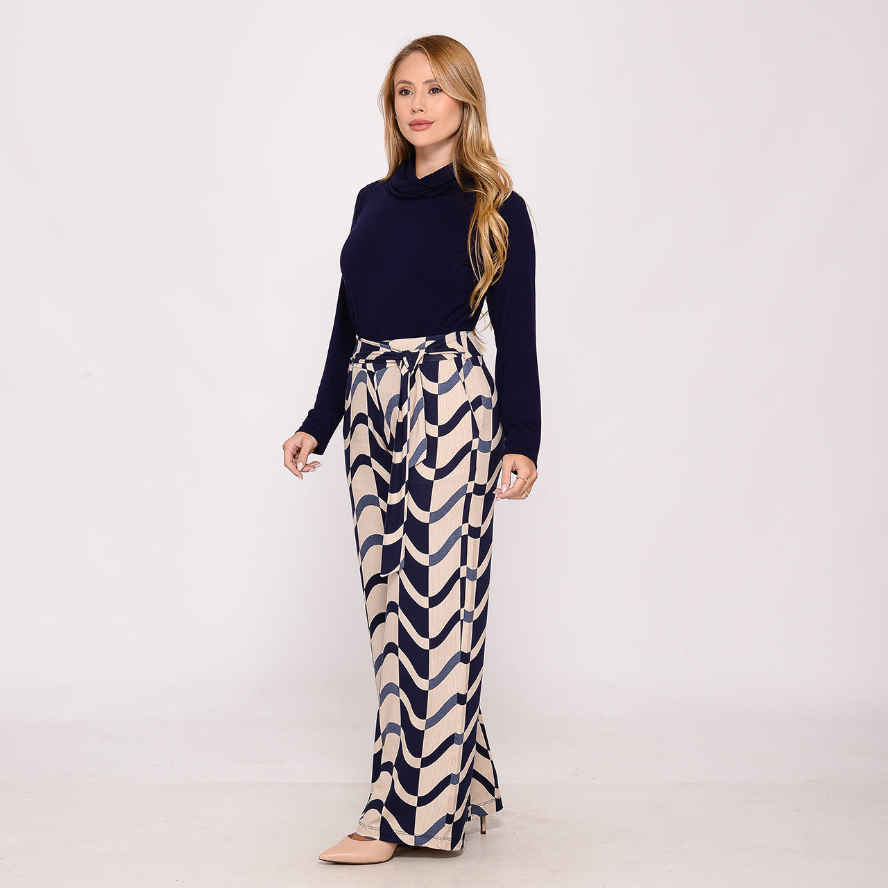 Calça Pantalona Cós Largo com Bolsos BBonnie Sheila Estampados