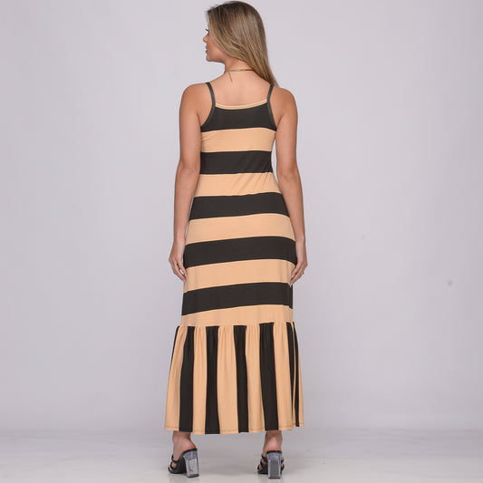 Vestido Longo de Alças Finas e Barra Rodada  BBonnie Muriel