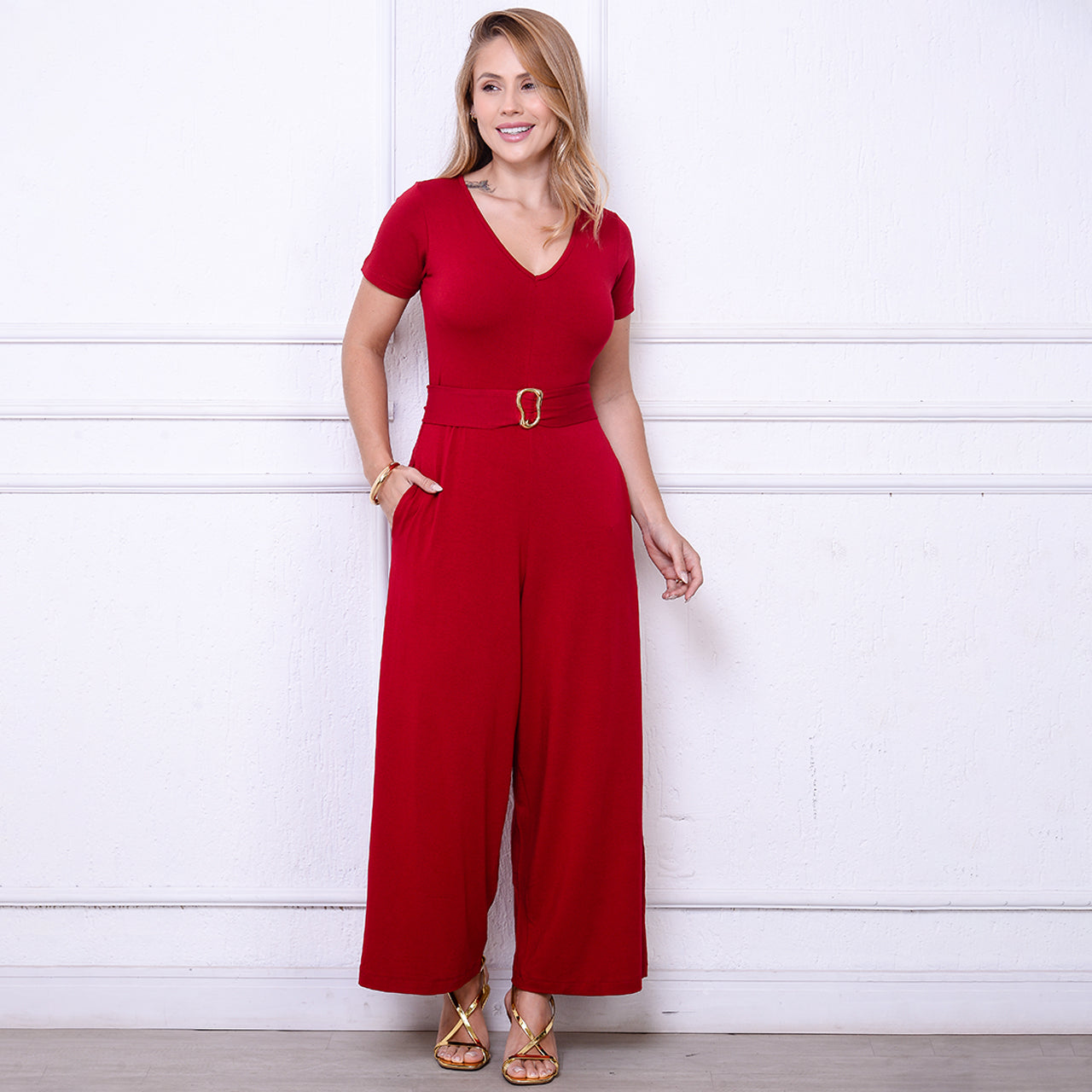 Macacão Pantalona M/C Bolsos BBonnie Esther