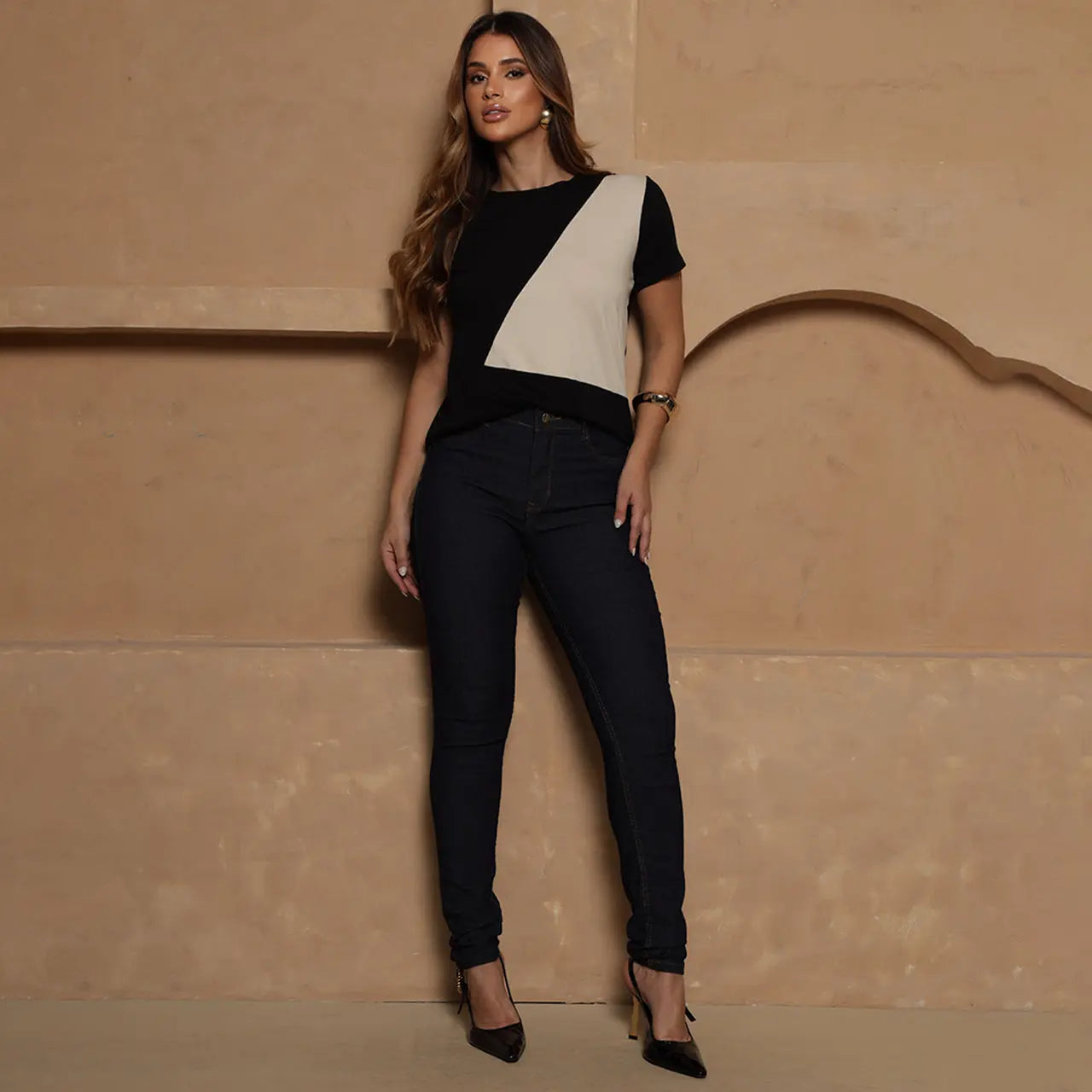 Blusa Flora BBonnie Feminina Manga 3/4 em Malha Viscolycra