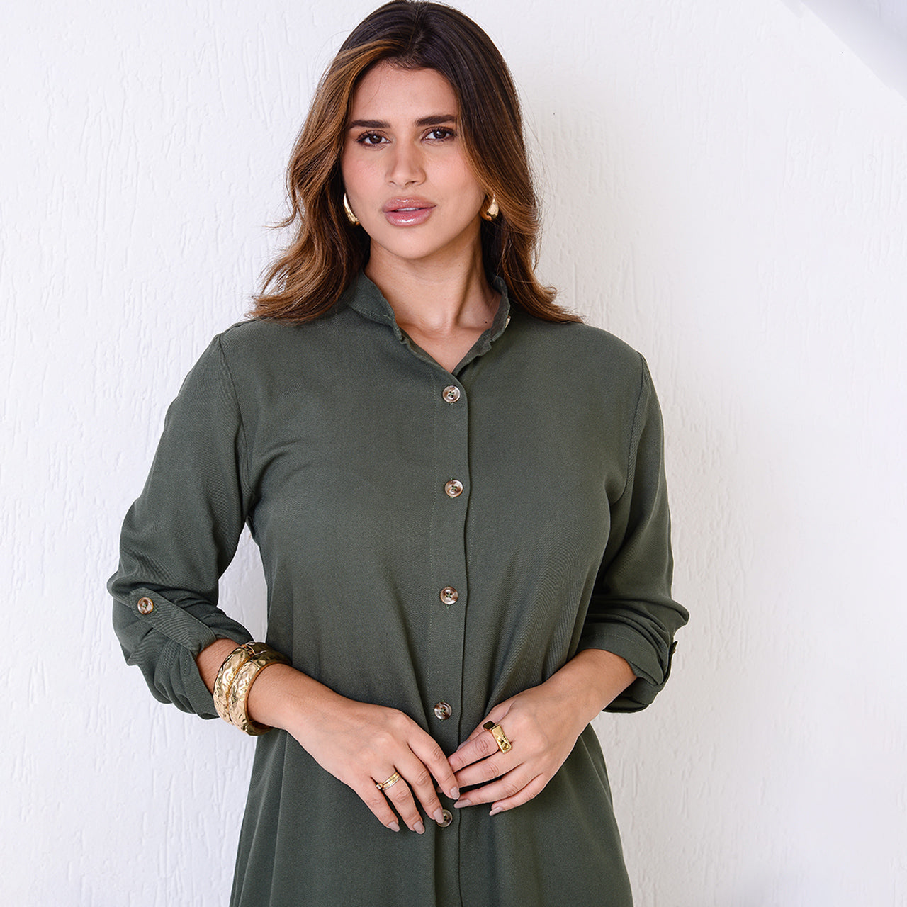 Vestido Chemise Botões M/C BBonnie Rebeca Marrom