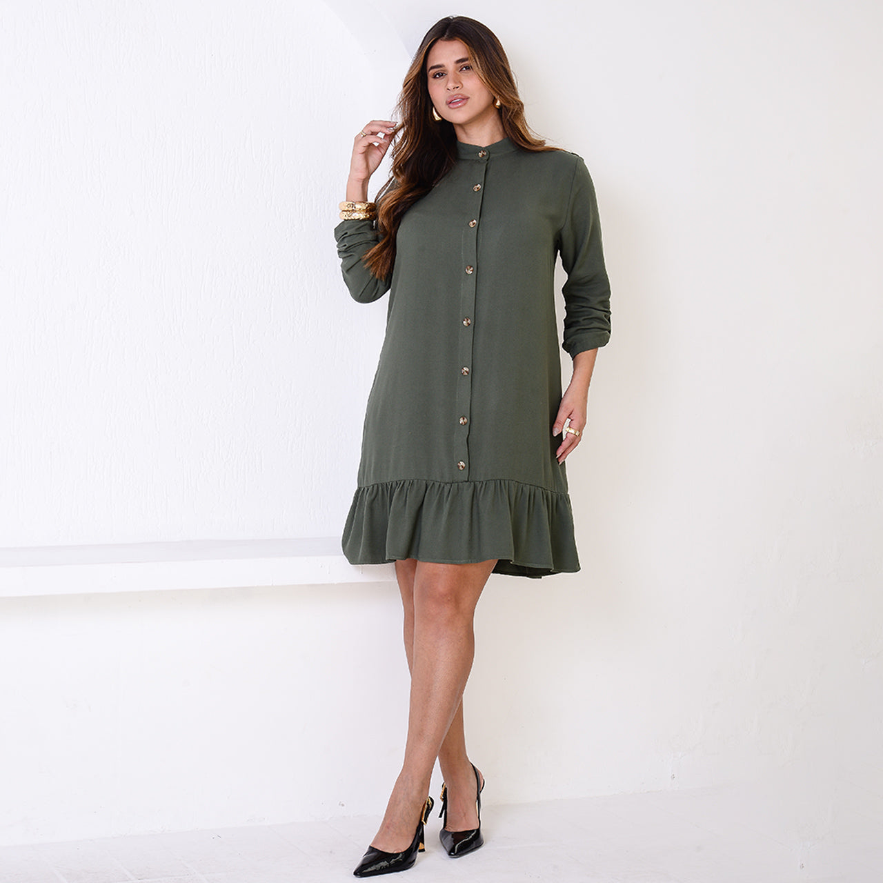 Vestido Chemise Botões M/C BBonnie Rebeca Marrom