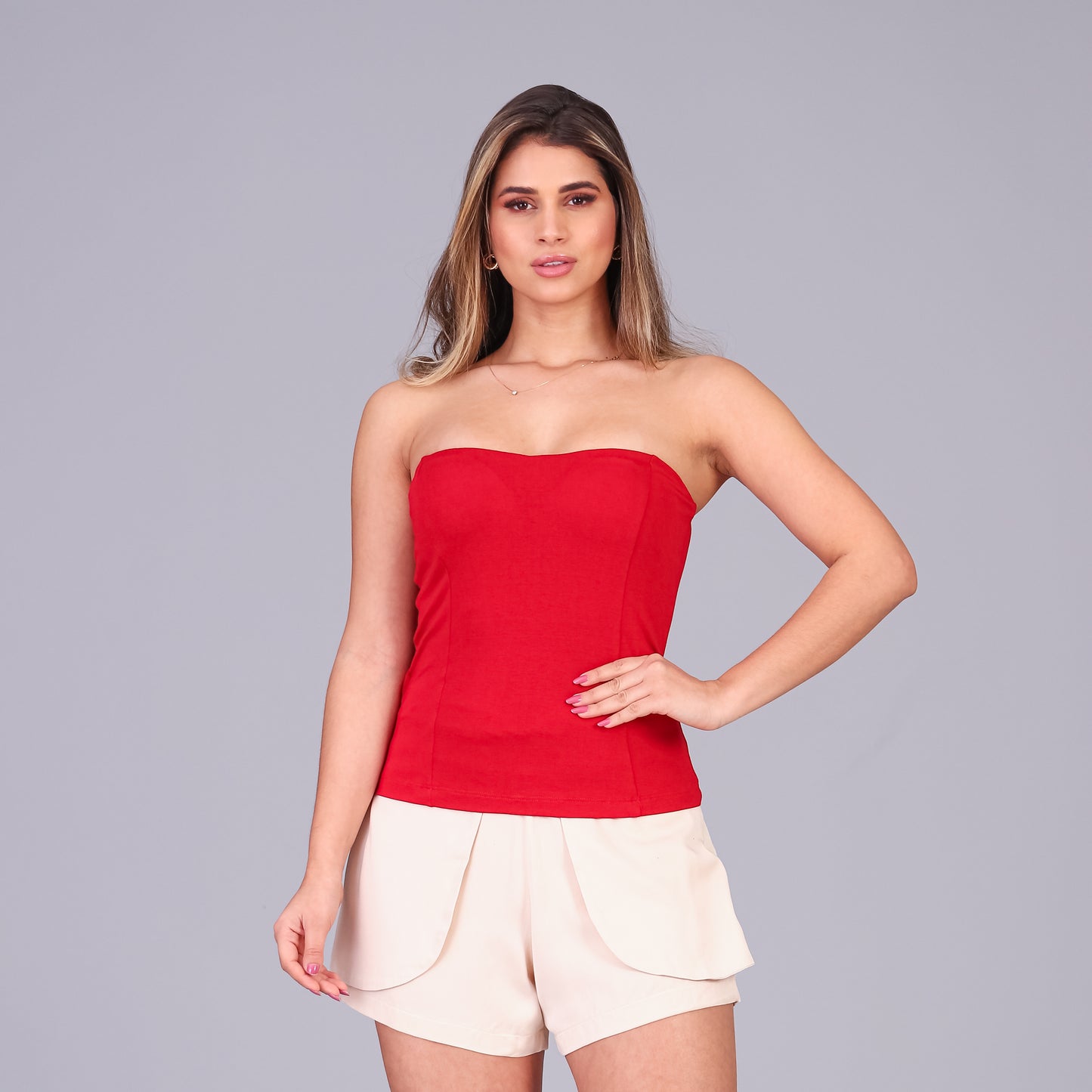 Blusa Tomara que Caia com Bojo BBonnie Cristal Vermelho