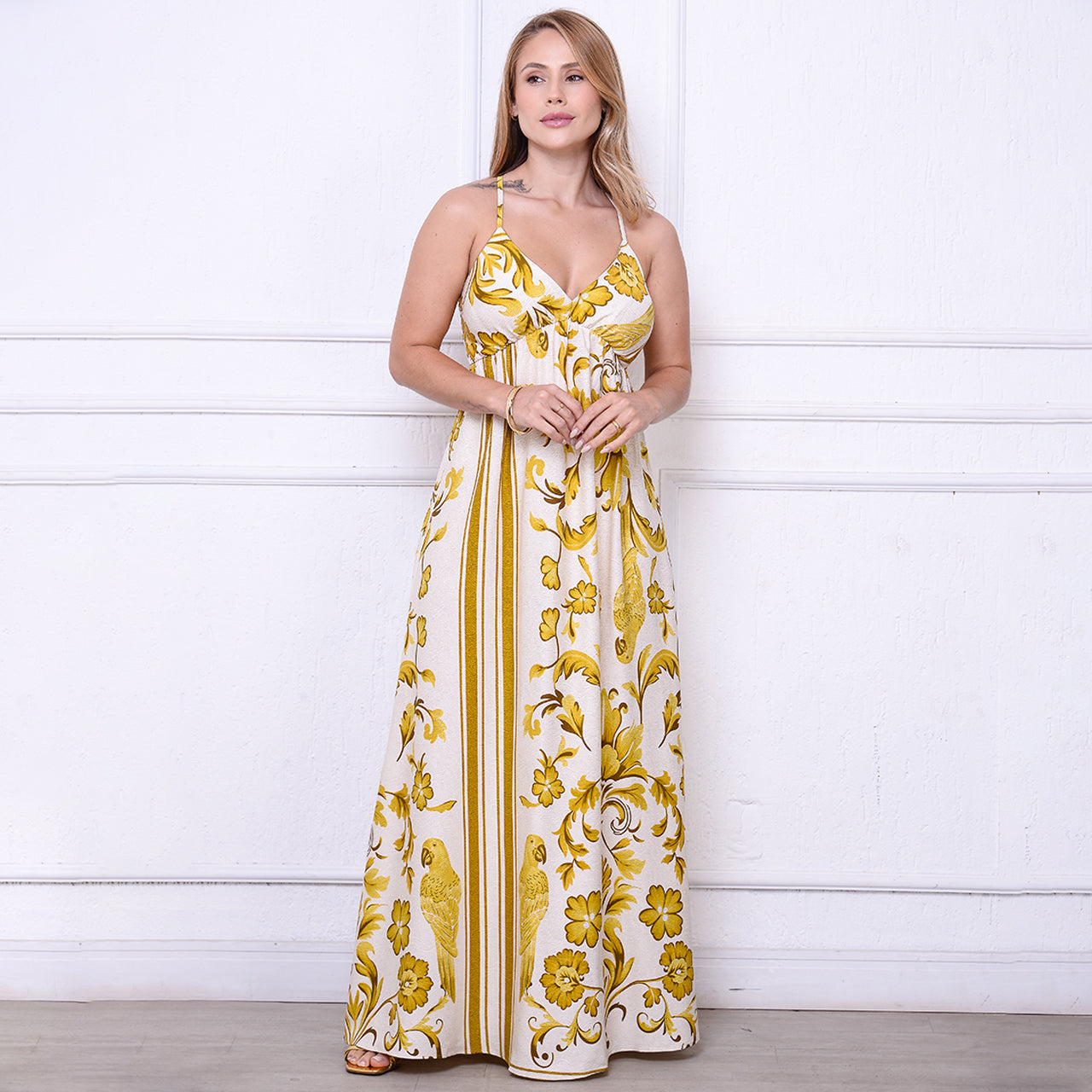 Vestido Maria – Longo com Decote nas Costas Estampados B'Bonnie