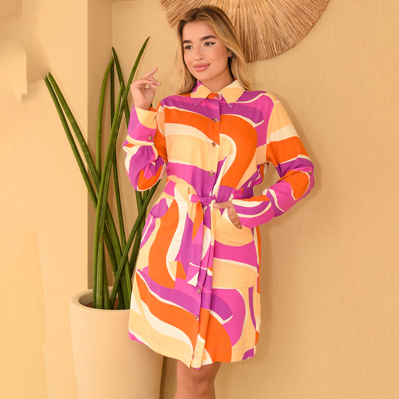 Vestido Chemise com Botões BBonnie Laura