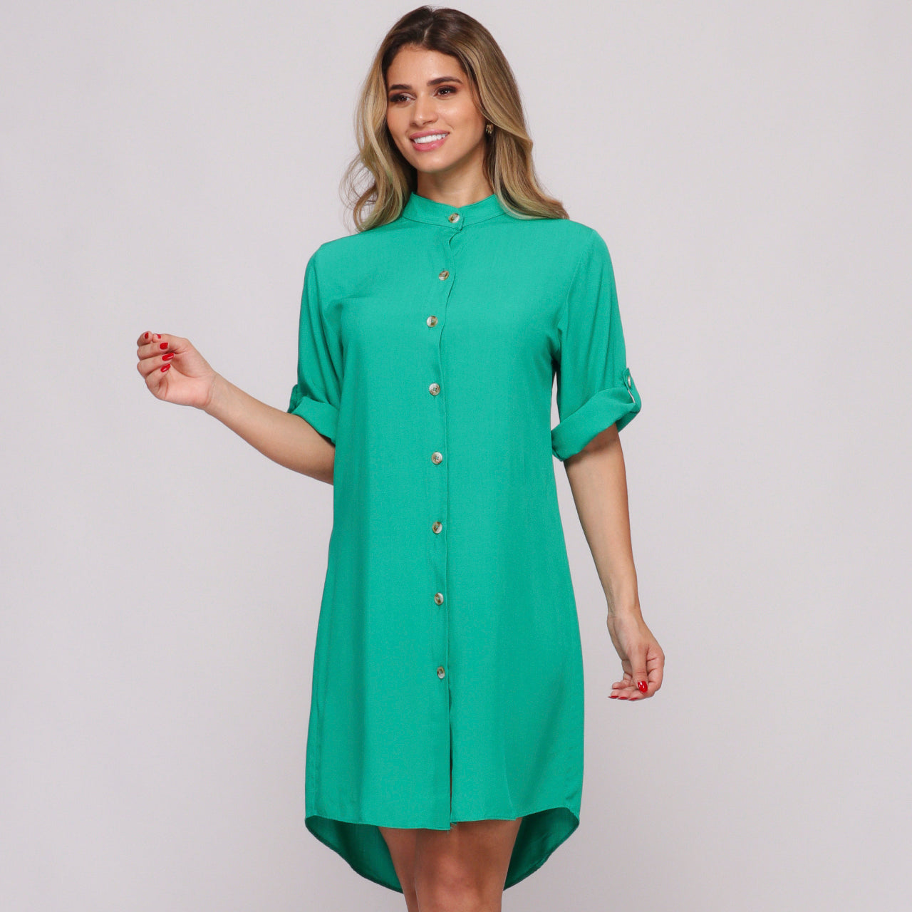 Vestido Chemise Botões M/C BBonnie Vitória Verde Bandeira
