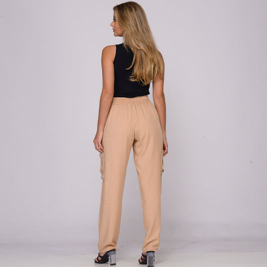 Calça Cargo de Viscose com Bolsos BBonnie Moana