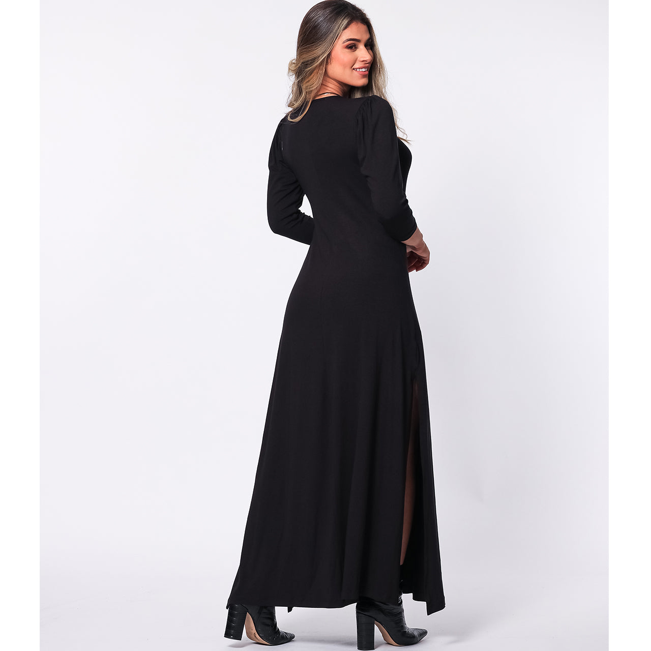 Vestido Longo Fenda Lateral BBonnie Tiana Preto
