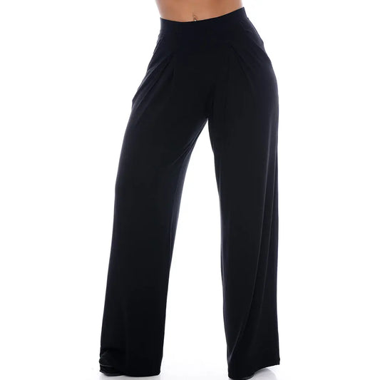 Calça Pantalona Cós Largo Bolsos BBonnie Elis Preta BBonnie