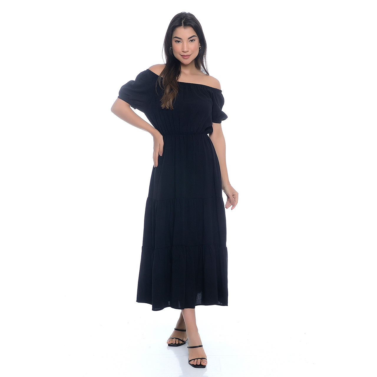 Vestido M/C Midi Ciganinha BBonnie Marisa Preto