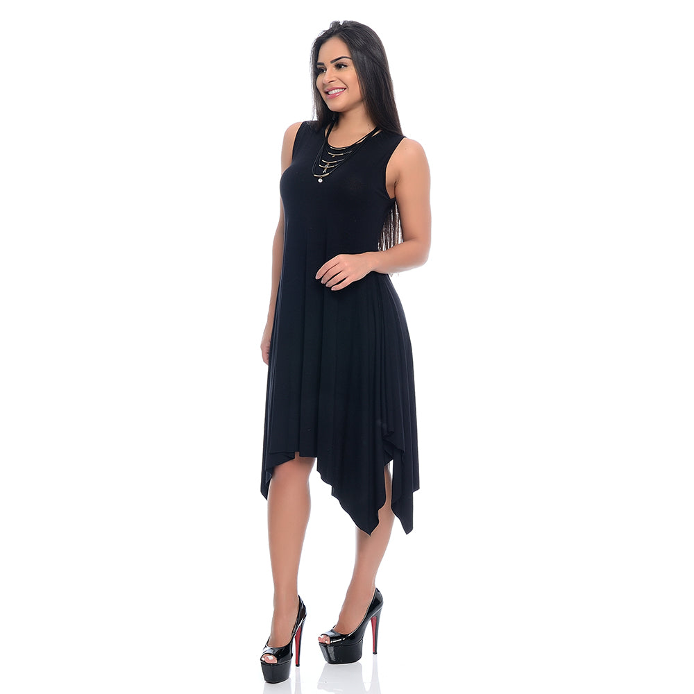 Vestido Midi Assimétrico de Alça BBonnie Mabel Preto