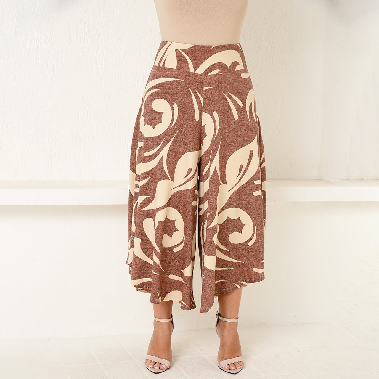Calça Pantacourt com Cós BBonnie Noemi Estampa Marrom