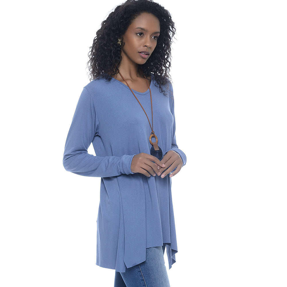 Blusa M/L Assimétrica BBonnie Ludy Azul Jeans