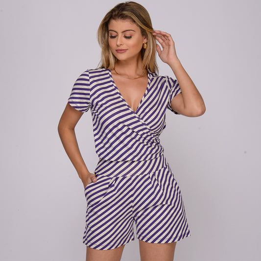 Macaquinho M/C Busto Drapeado Kesia Estampados