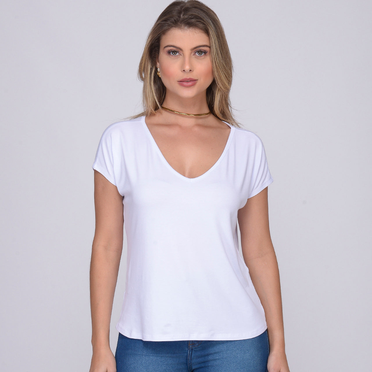 Blusa M/C Decote V BBonnie Ioná Branco