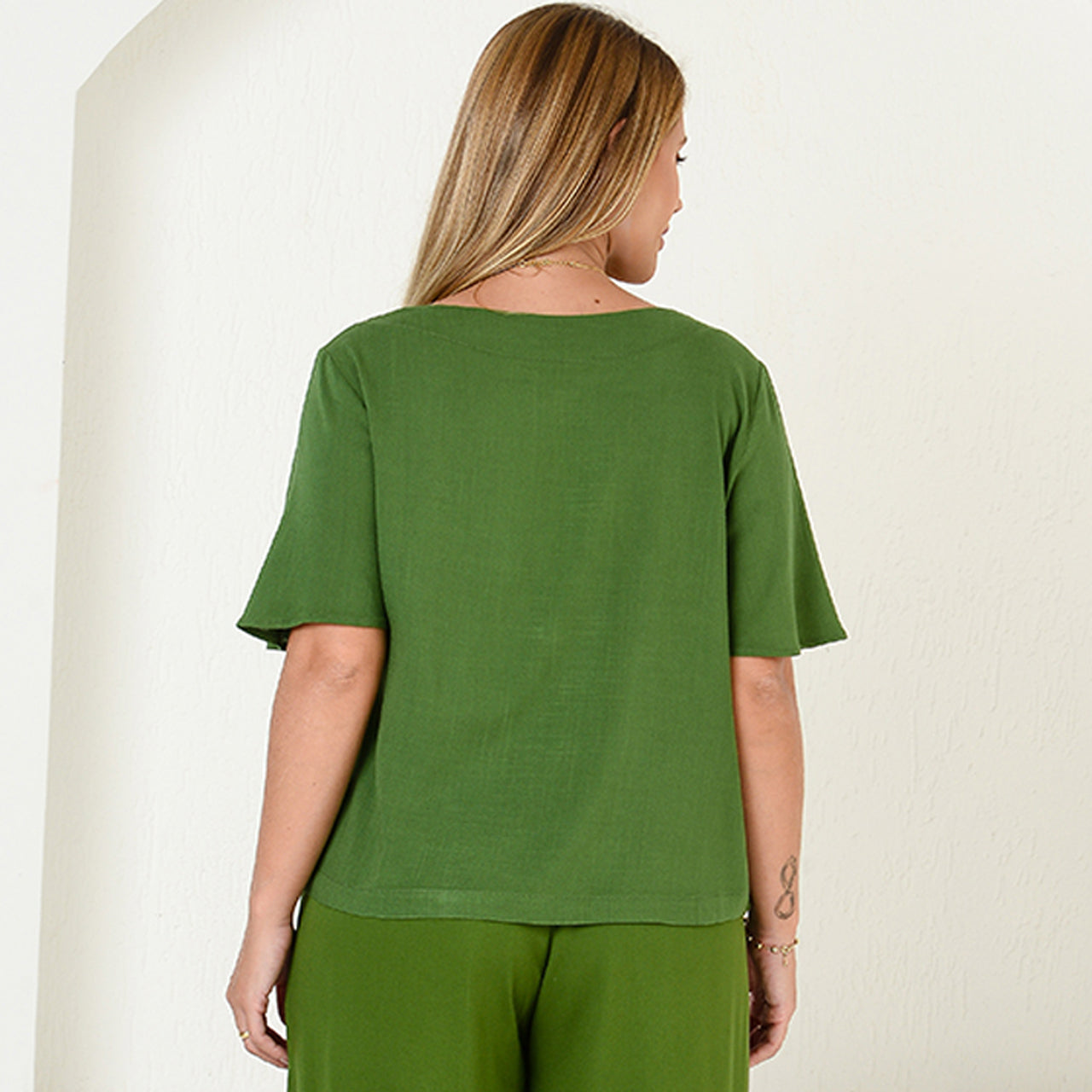 Blusa Viscose M/C BBonnie Leona Verde Militar