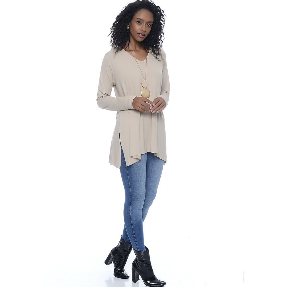 Blusa M/L Assimétrica BBonnie Ludy Bege