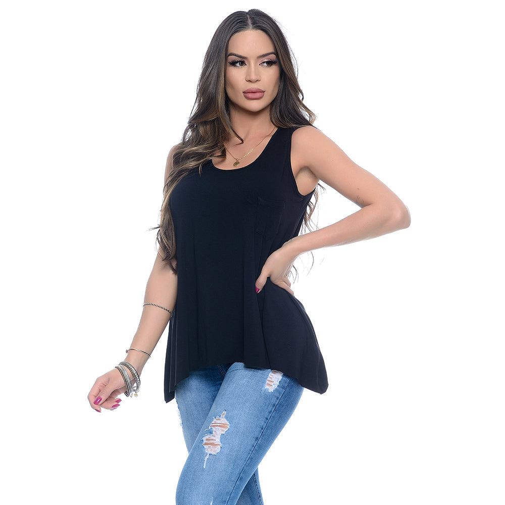 Blusa Regata Assimétrica BBonnie Lary Preto