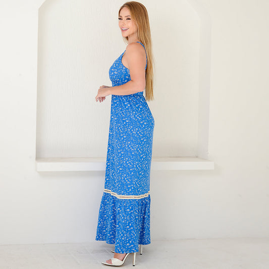 Vestido Longo Alça Barra Guipir com Bojo BBonnie Sarah Estampados B'Bonnie