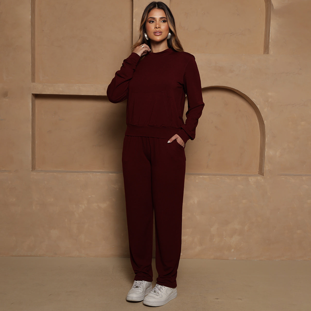 Conjunto Eliza BBonnie – Moletinho Vinho B'Bonnie