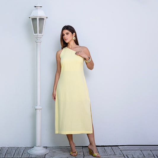 Vestido Midi Ombro Só BBonnie Leticia Amarelo