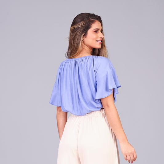 Cropped Ciganinha com Amarração na Frente BBonnie Amora Azul