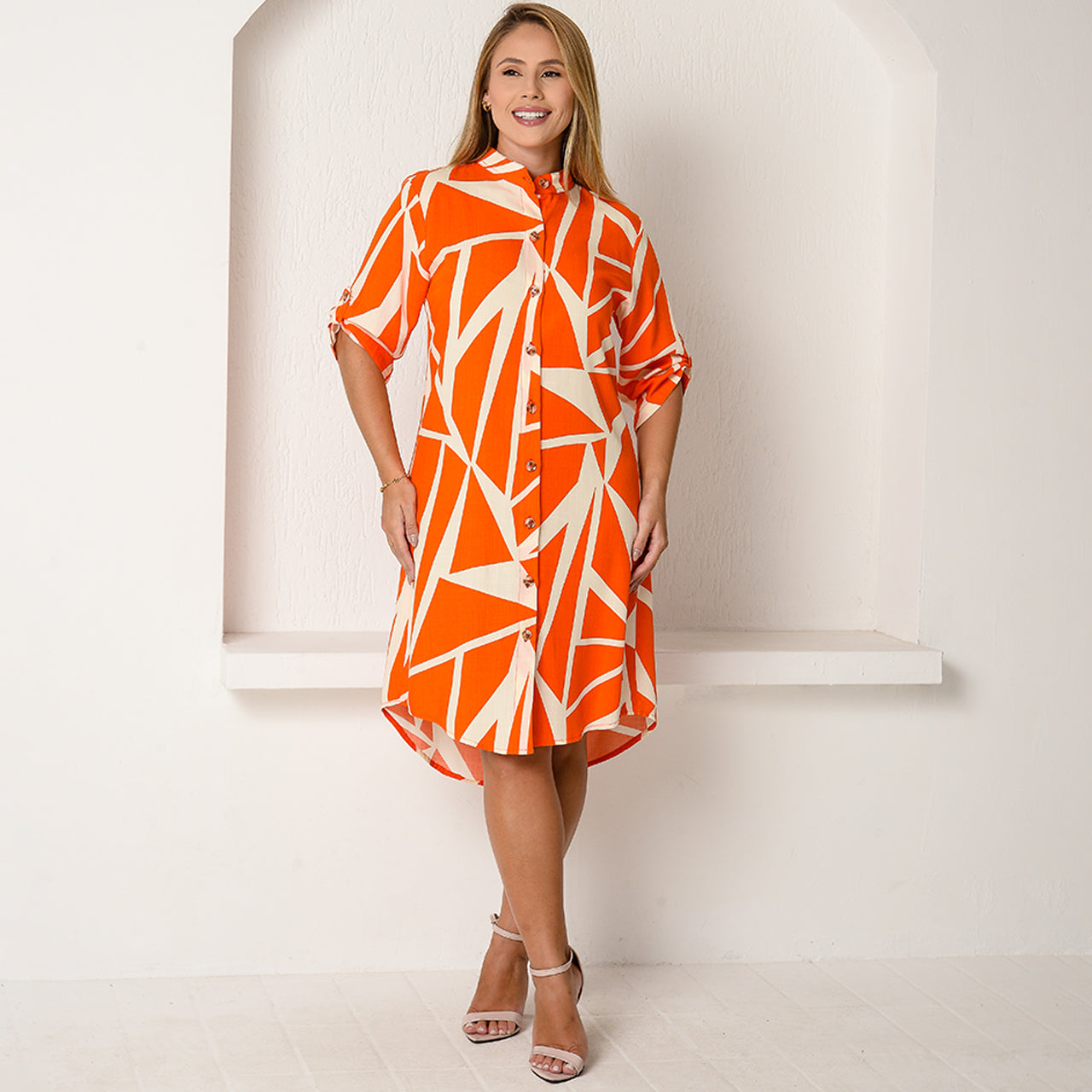 Vestido Chemise Botões M/C BBonnie Vitória Estampados