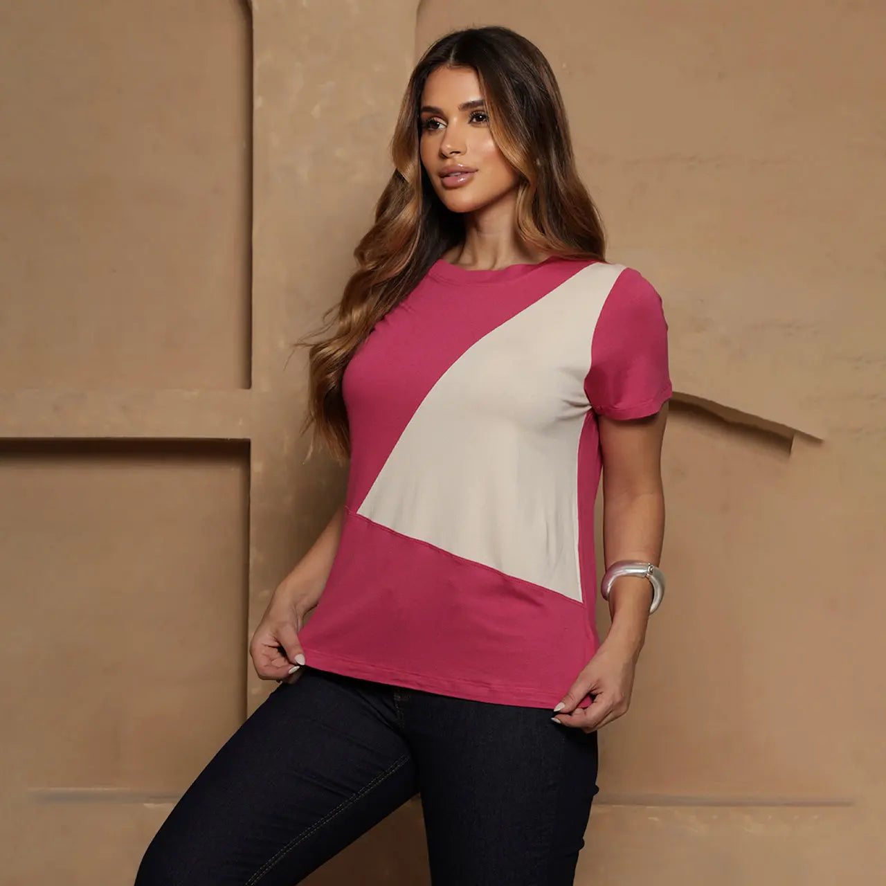 Blusa Flora BBonnie Feminina Manga 3/4 em Malha Viscolycra