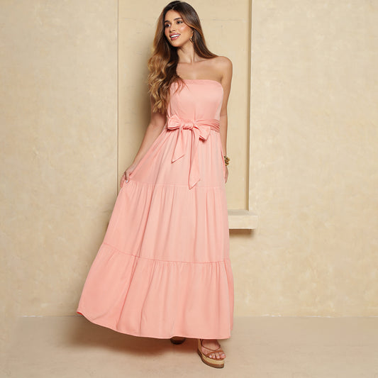 Vestido Longo Flor BBonnie Feminino Tomara que Caia Rosa