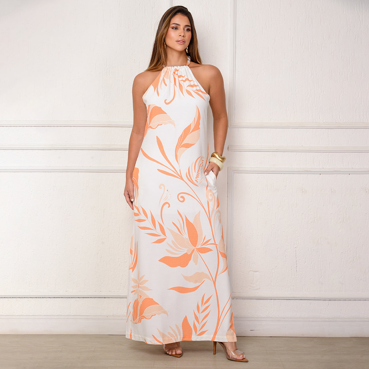 Vestido Sabrina – Longo com Amarração no Pescoço Estampados