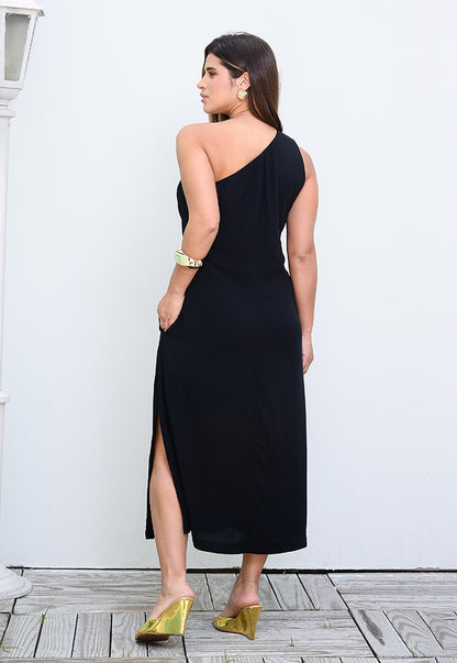 Vestido Midi Ombro Só BBonnie Leticia Preto