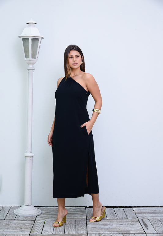 Vestido Midi Ombro Só BBonnie Leticia Preto