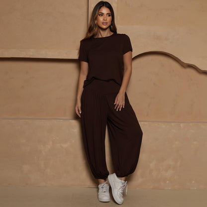 Conjunto Jasmine BBonnie – Blusa e Calça Aladim Marrom B'Bonnie