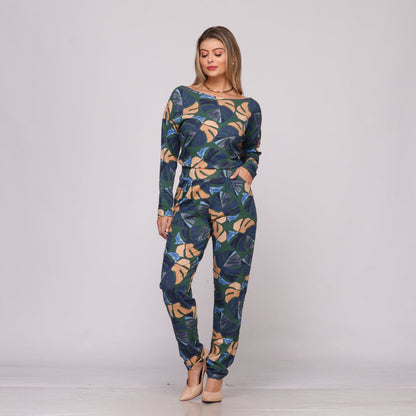 Macacão M/L Decote Canoa BBonnie Maitê  Estampados B'Bonnie