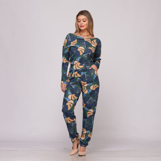 Macacão M/L Decote Canoa BBonnie Maitê  Estampados