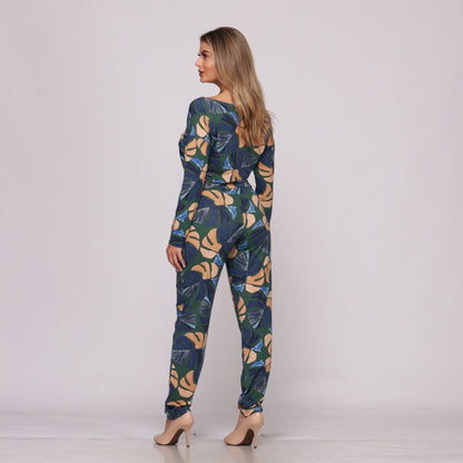 Macacão M/L Decote Canoa BBonnie Maitê  Estampados B'Bonnie