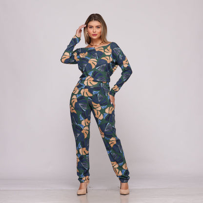 Macacão M/L Decote Canoa BBonnie Maitê  Estampados B'Bonnie