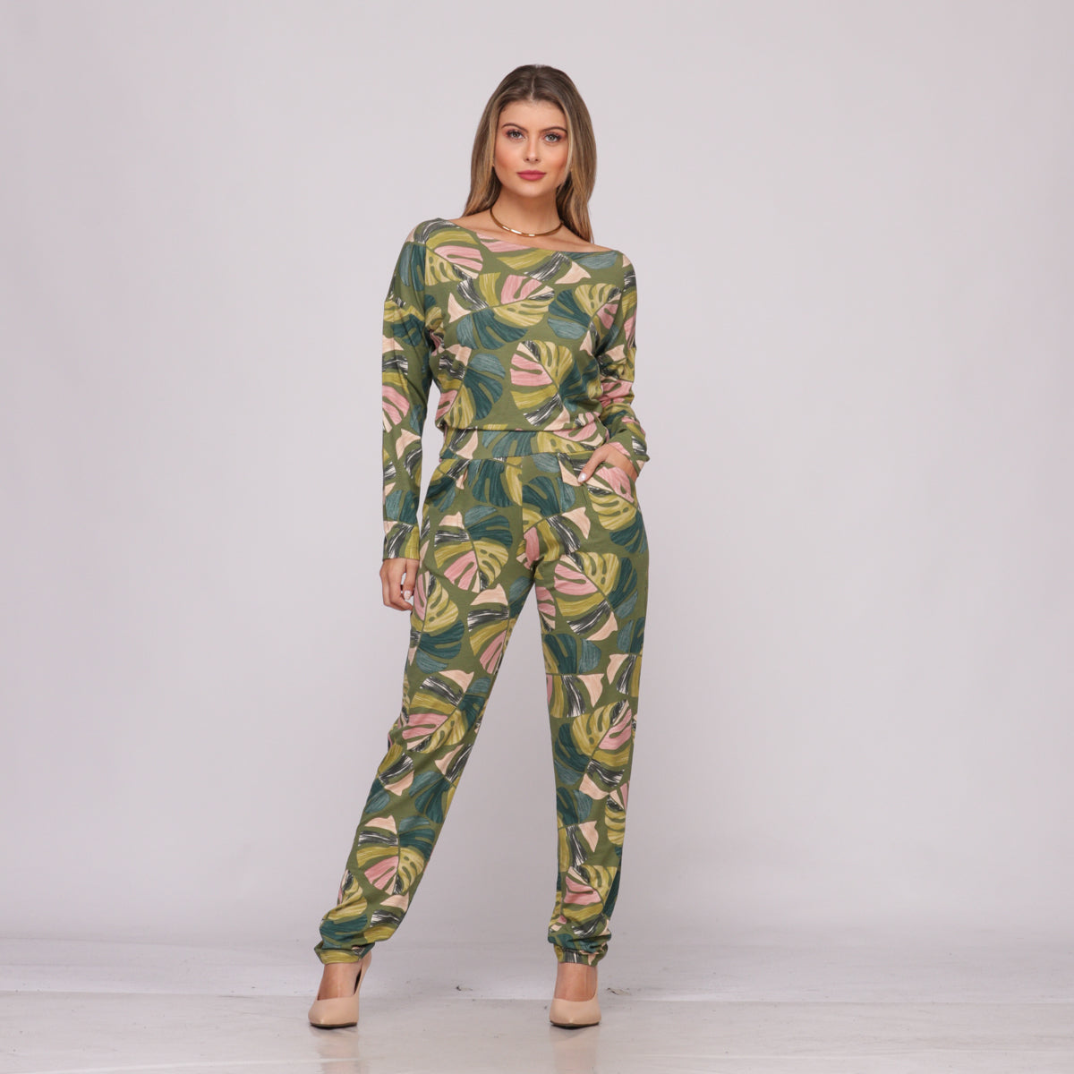 Macacão M/L Decote Canoa BBonnie Maitê  Estampados B'Bonnie