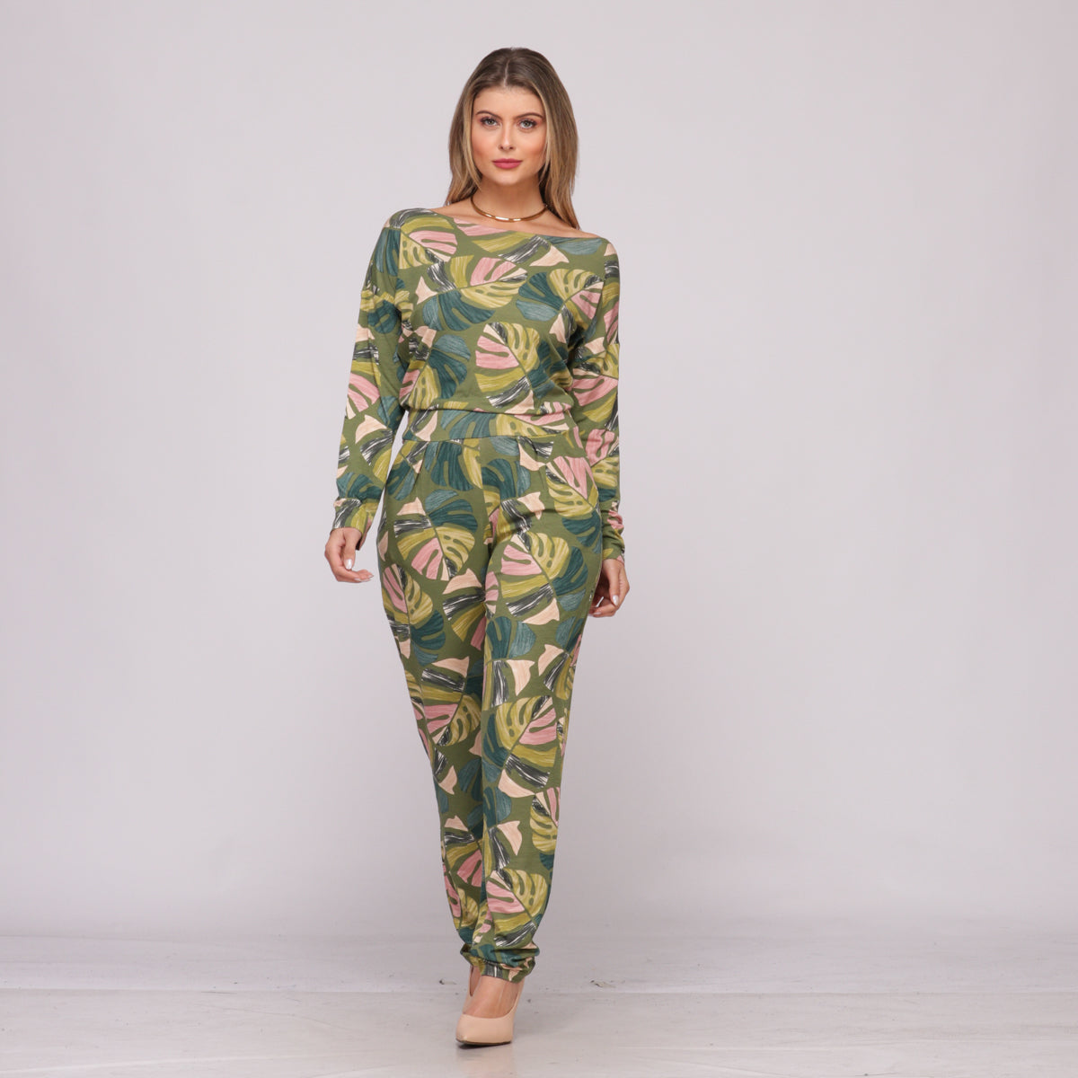Macacão M/L Decote Canoa BBonnie Maitê  Estampados B'Bonnie