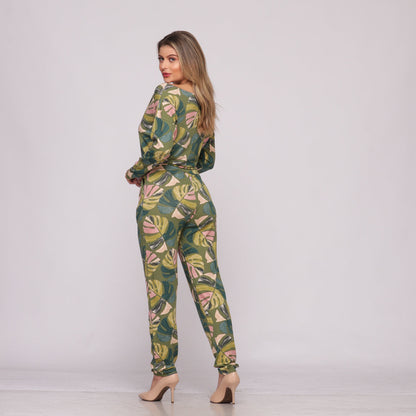 Macacão M/L Decote Canoa BBonnie Maitê  Estampados B'Bonnie