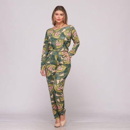 Macacão M/L Decote Canoa BBonnie Maitê  Estampados B'Bonnie