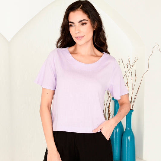 Blusa Viscose M/C BBonnie Leona Lilas