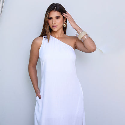 Vestido Midi Ombro Só BBonnie Leticia Branco