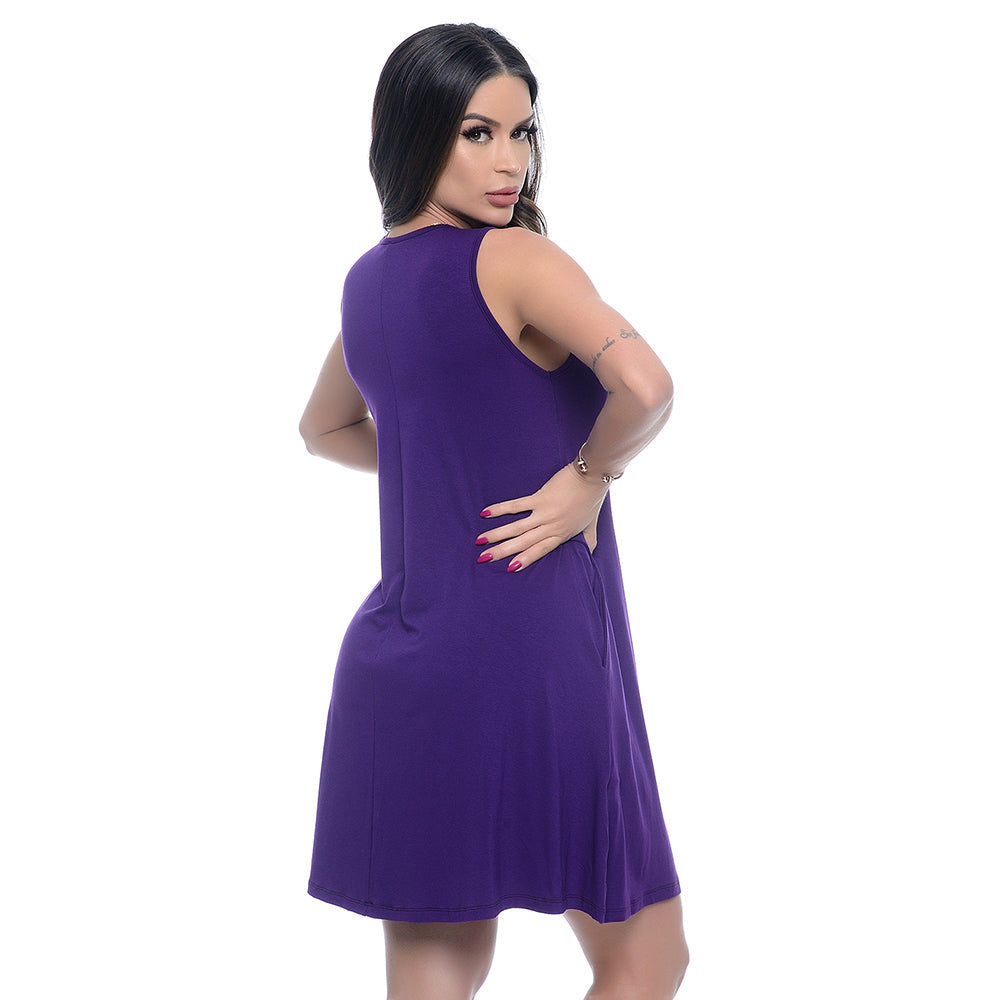 Vestido Curto Trapézio Sem Manga BBonnie Sophia