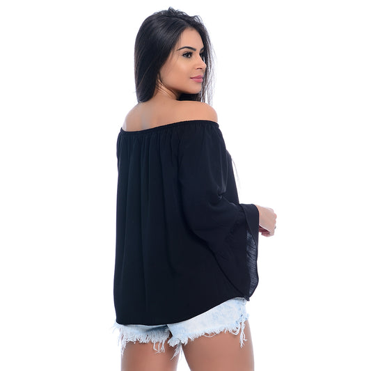 Blusa Ciganinha M/L Flare BBonnie Ligya Preto