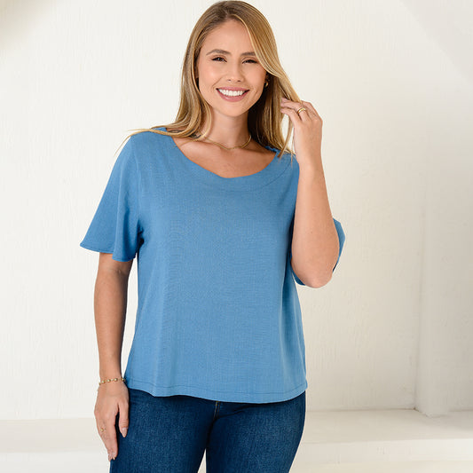 Blusa Viscose M/C BBonnie Leona Azul